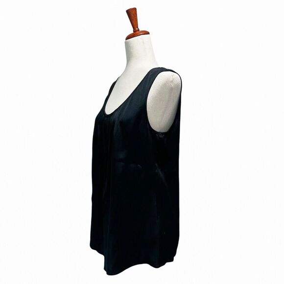 Escada Blouse Size 44 Black Pleated‎ Sleeveless Scoopneck Top Dressy Classic - Picture 4 of 9